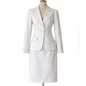 Dolce + Gabbana White One Button Skirt Suit